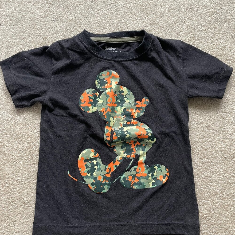 Disney Mickey Mouse Camo Camouflage Graphic Tee T-Shirt Toddler Boy/Girl Size 3T